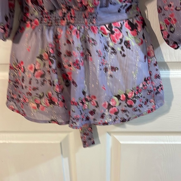 Express Floral Wrap Blouse - Purple and Pink - Picture 4 of 7